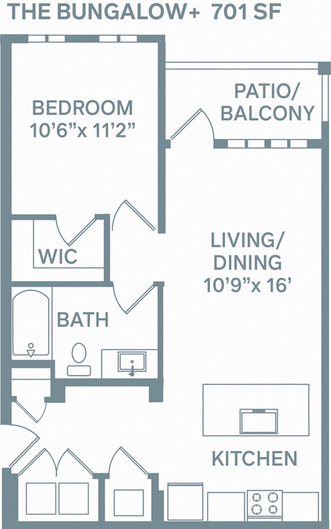 floor plan of a bedroom apartment with a bathroom and a living room at The Quarry, Fort Collins, 80526